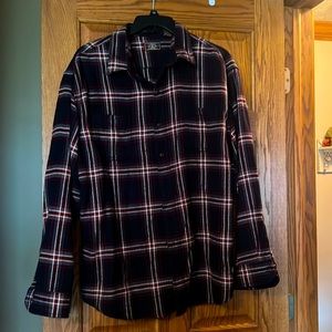 Navy and dark Red plaid flannel shirt.  Great shape.